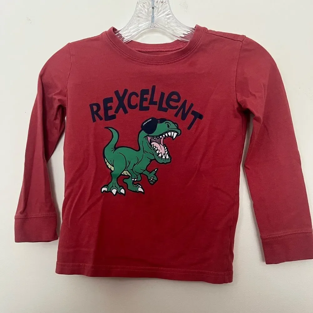 Life Is Good Kids Rexcellent Dinosaur Long Sleeve Tee - Red